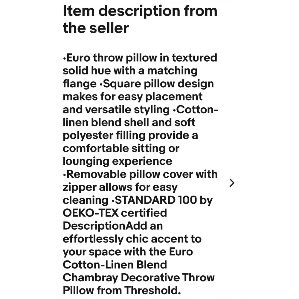 Threshold Euro Cotton Linen Chambray Decorative Pillow Flange - Natural